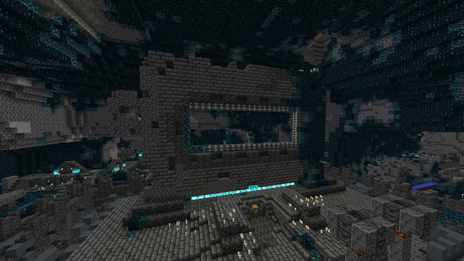Ancient Cities have the highest chance of generating enchanted golden apples in chests in Minecraft (Image via Mojang)